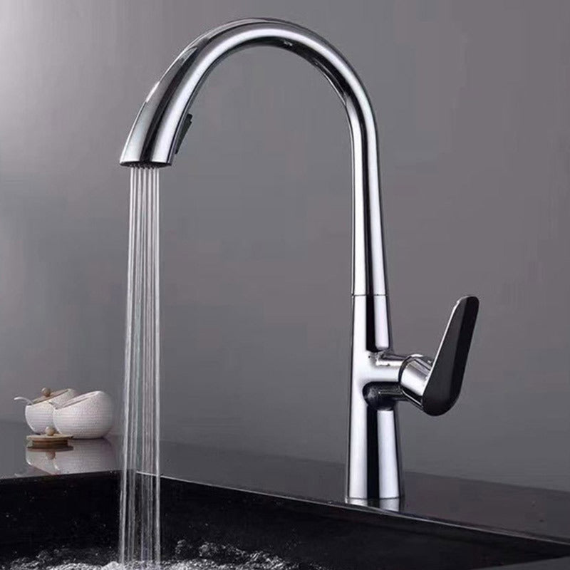 Removable 304 Stainless Steel Kitchen Sink in Polished Gold, with a pull-down faucet for hot and cold water.