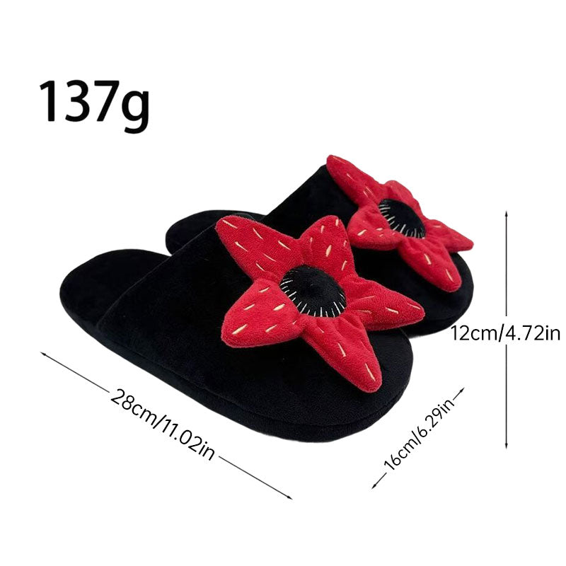 Winter Plush Slippers for Women & Men - Floral Fuzzy House Shoes, Simple Indoor Gifts for Christmas