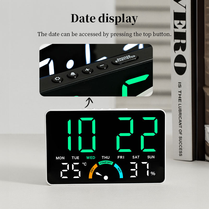 Digital Alarm Clock with Temperature & Humidity Display, Dual Alarm, Snooze