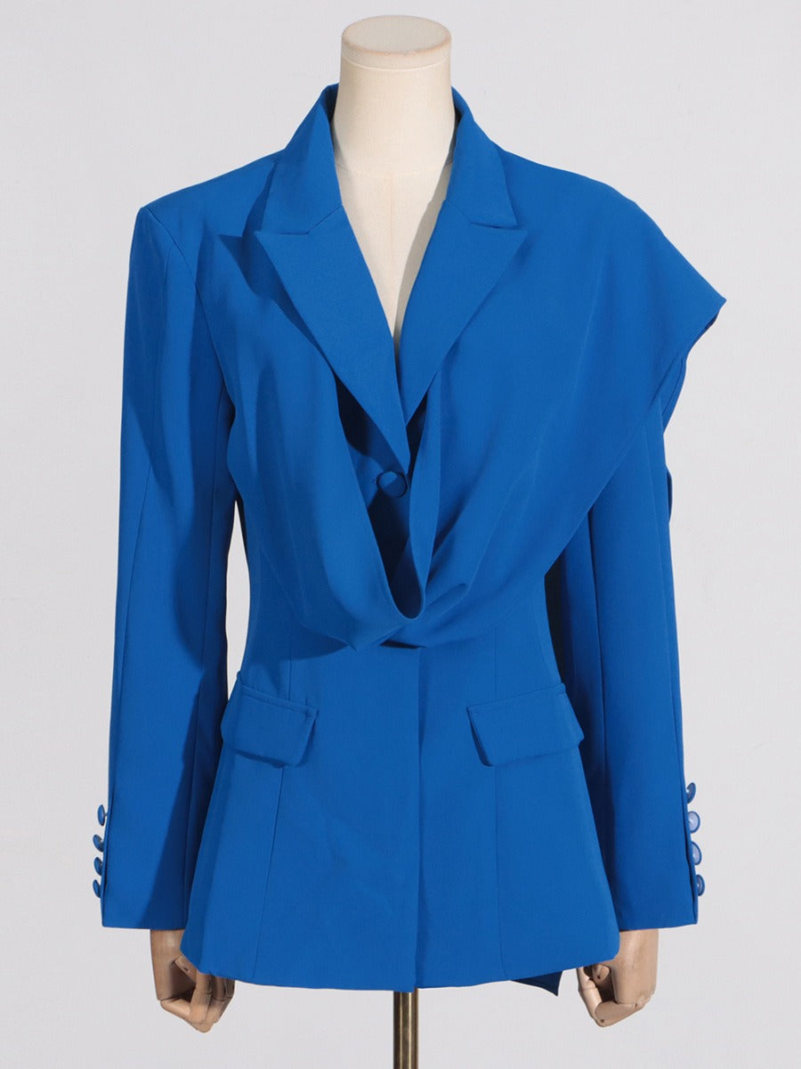 Blue small suit with a sense of design formal style slim fit and high-end look
