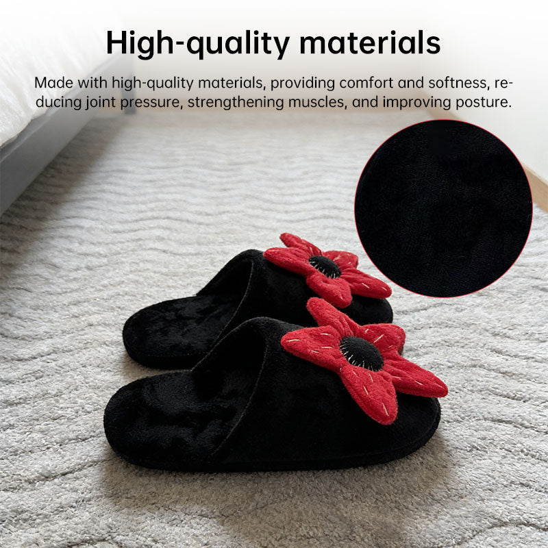 Winter Plush Slippers for Women & Men - Floral Fuzzy House Shoes, Simple Indoor Gifts for Christmas