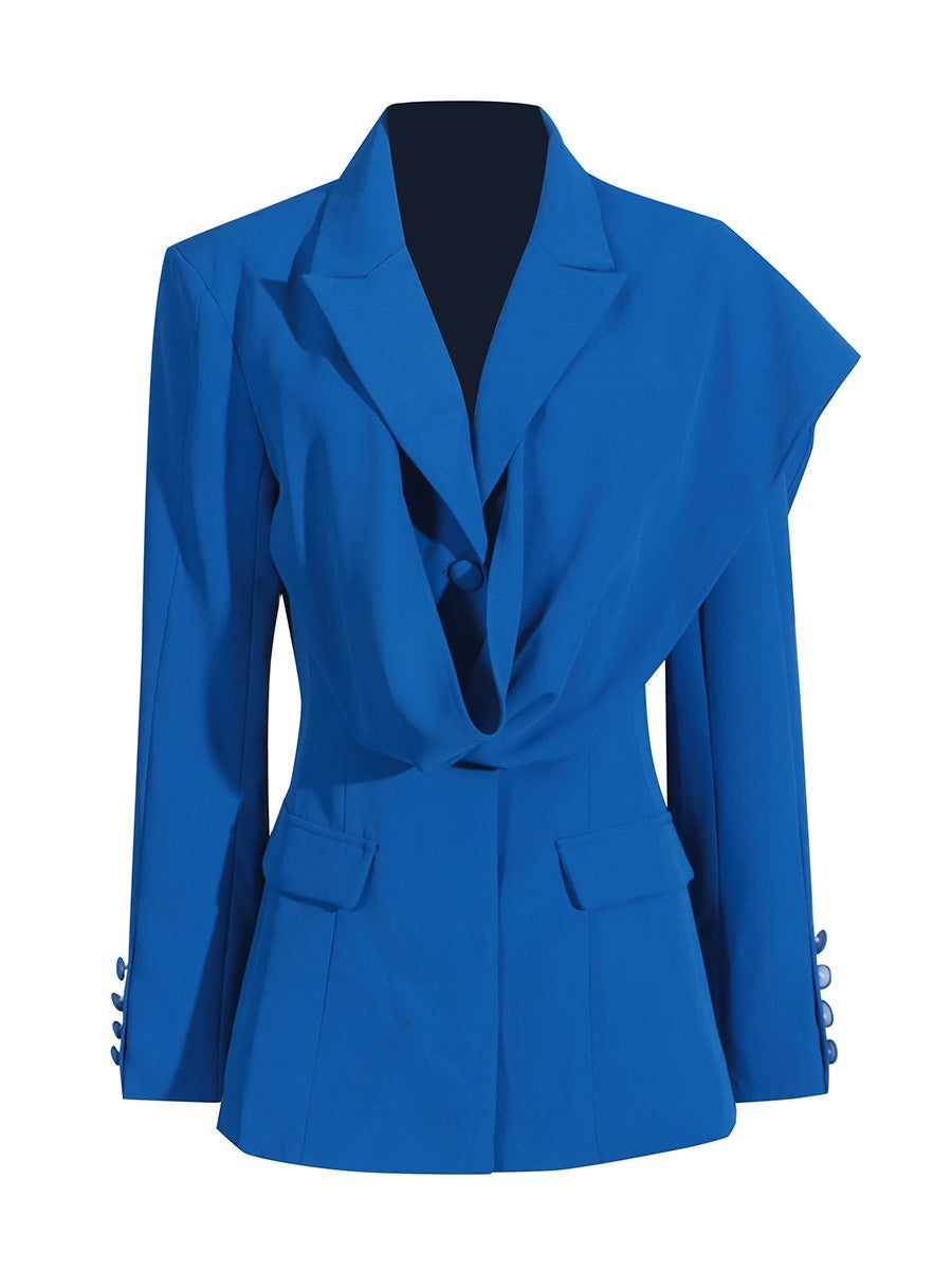 Blue small suit with a sense of design formal style slim fit and high-end look