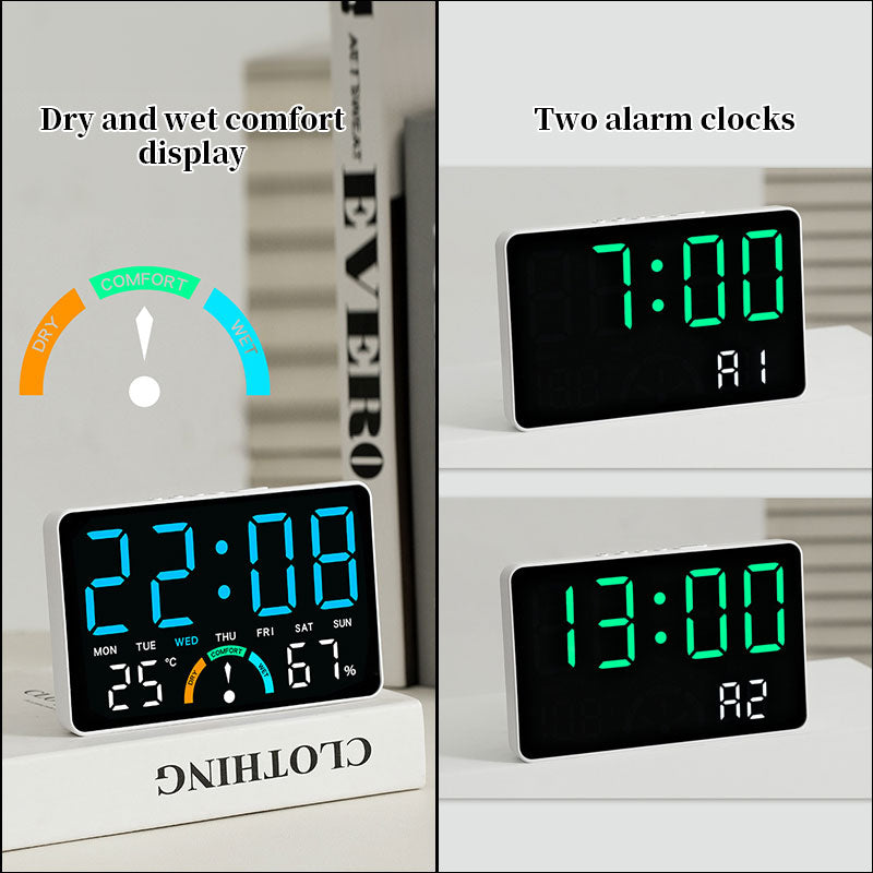 Digital Alarm Clock with Temperature & Humidity Display, Dual Alarm, Snooze