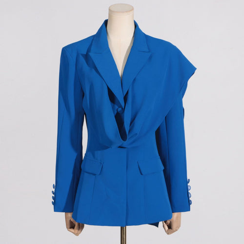 Blue small suit with a sense of design formal style slim fit and high-end look