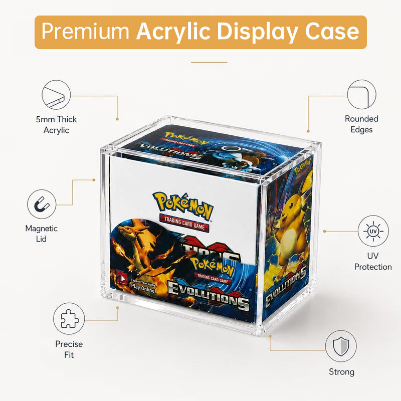 5mm Acrylic ETB Display Case, Magnetic UV-Resistant Lid, Stackable Anti-Slip Dustproof Box for Elite Trainer Box
