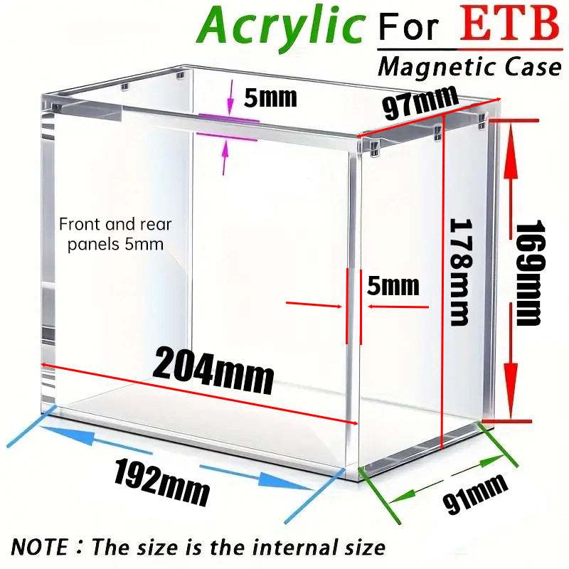 5mm Acrylic ETB Display Case, Magnetic UV-Resistant Lid, Stackable Anti-Slip Dustproof Box for Elite Trainer Box