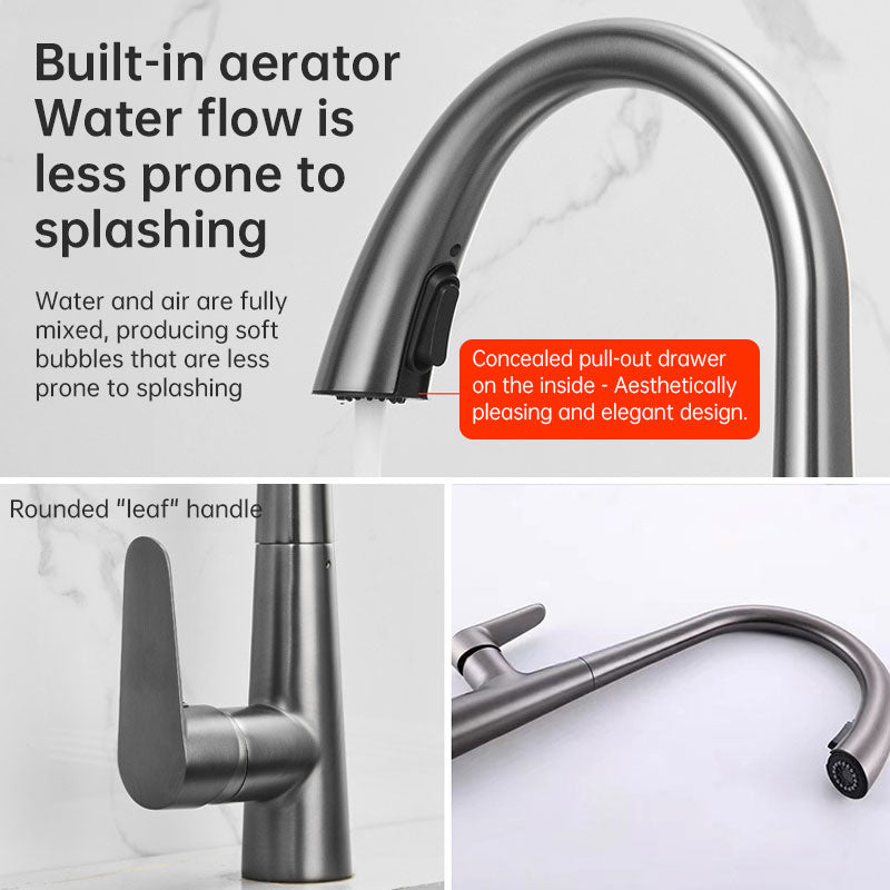 Removable 304 Stainless Steel Kitchen Sink in Polished Gold, with a pull-down faucet for hot and cold water.